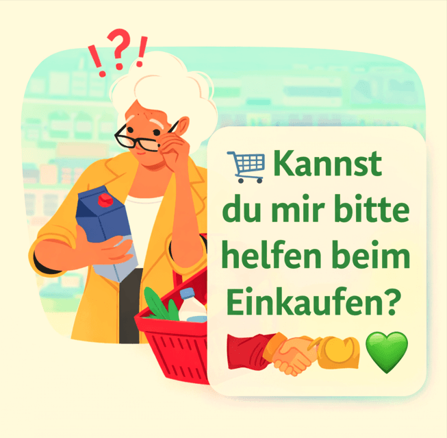 🛒🤝 Begleitung zum Einkaufen gesucht 🤝🛒