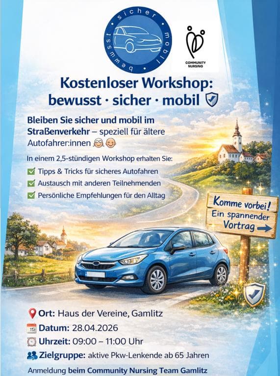 🚗 Kostenloser Workshop: bewusst · sicher · mobil 🛡️